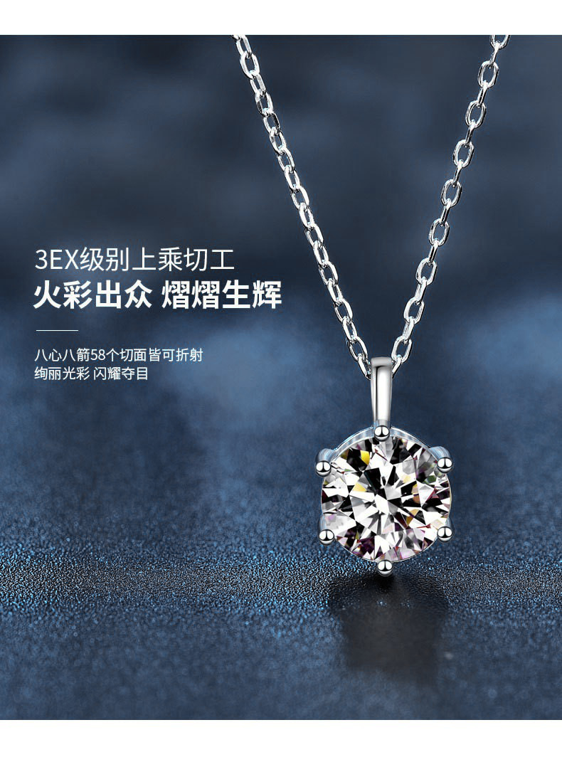 Moissanite sterling silver necklace, 925, versatile pendant