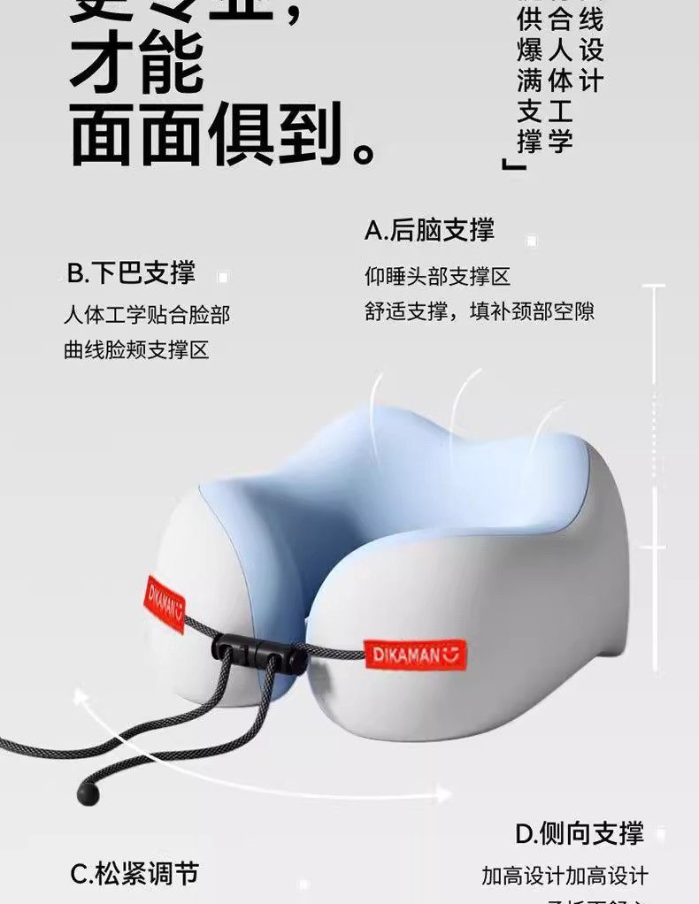 Memory foam U-shaped neck pillow, portable