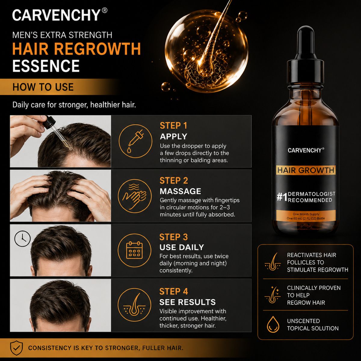 Hair growth essence, anti-loss and anti-frizz