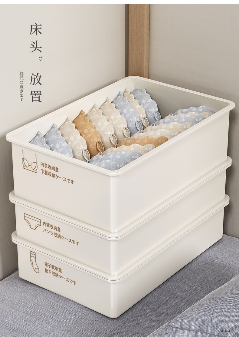Underwear and sock storage box, 3-compartment