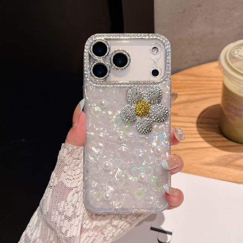Apple iPhone 18 rhinestone flower case, full protection