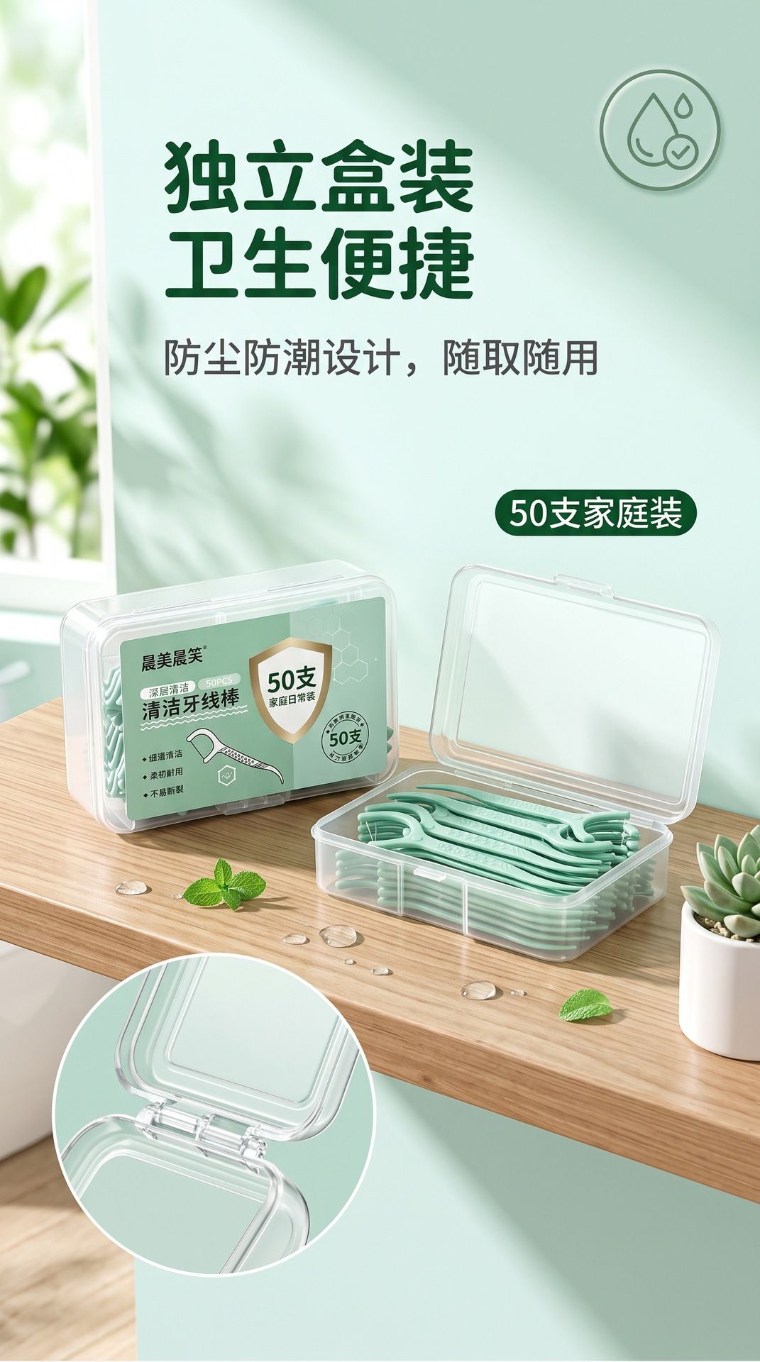 超细牙线盒装50支装便携式剔牙牙缝口腔清洁护理一次性牙线棒现货