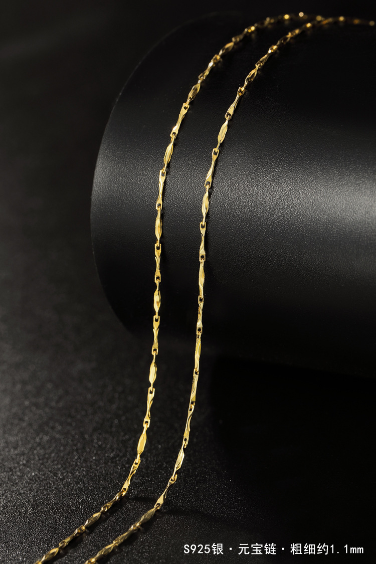 925 sterling silver necklace, thin chain, 18K gold plated
