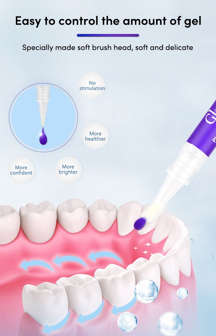 Glory Smile V34 Diş Beyazlatma Kalemi Diş Beyazlatma Esansı Jel Smear-On Diş Yaması Mor Diş Temizleme Kalemi