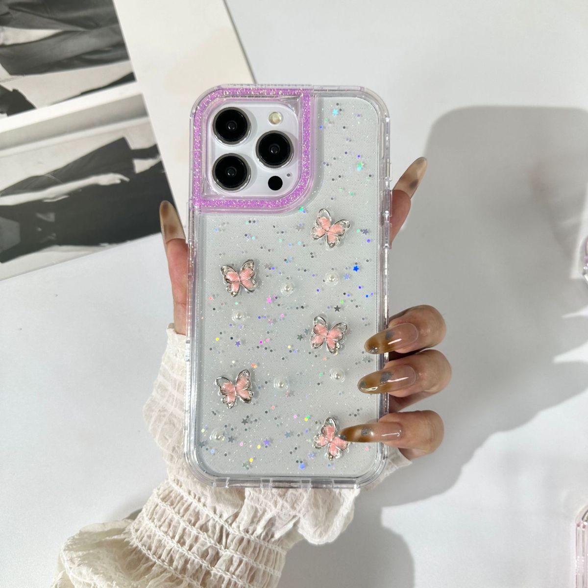 Phone case for ZTE BLADE A35, sweet style, glitter finish