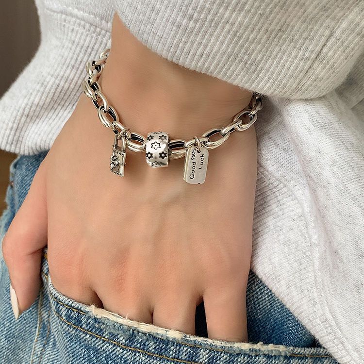 925 gümüş yıldız bilekliği, vintage stil