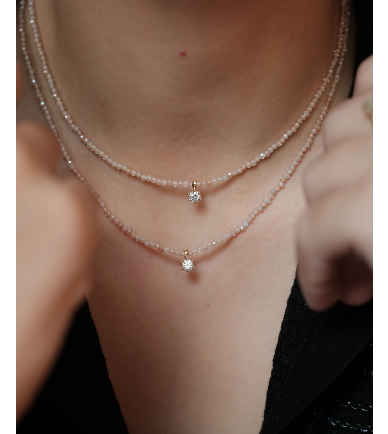 Kolye, Sanswood, gümüş, zirkon ve moissanite
