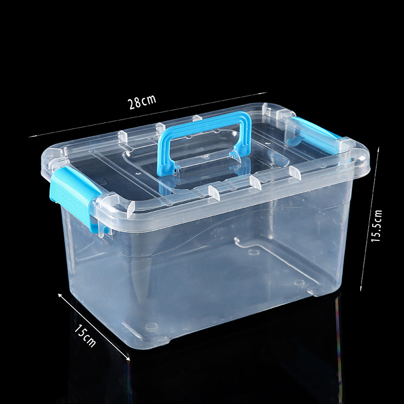 Transparent storage box, thickened plastic, covered design