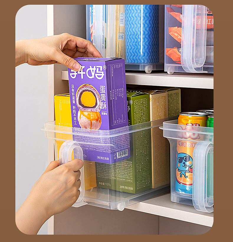 Kitchen storage box with wheels and handle