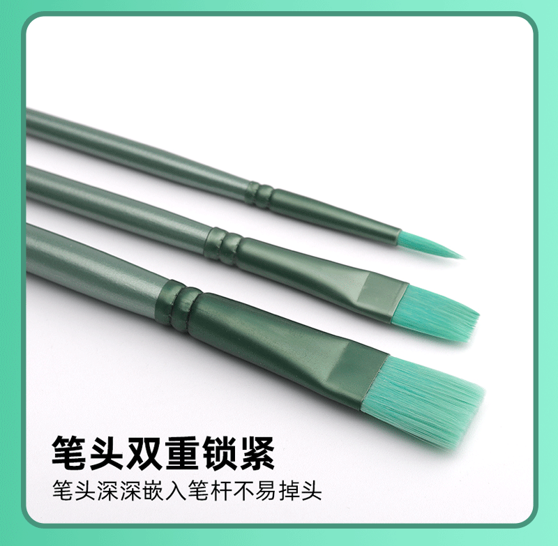 Aquarell-Pinsel-Set mit Spitz-, Rund- und Flachpinsel, Nylonhaare