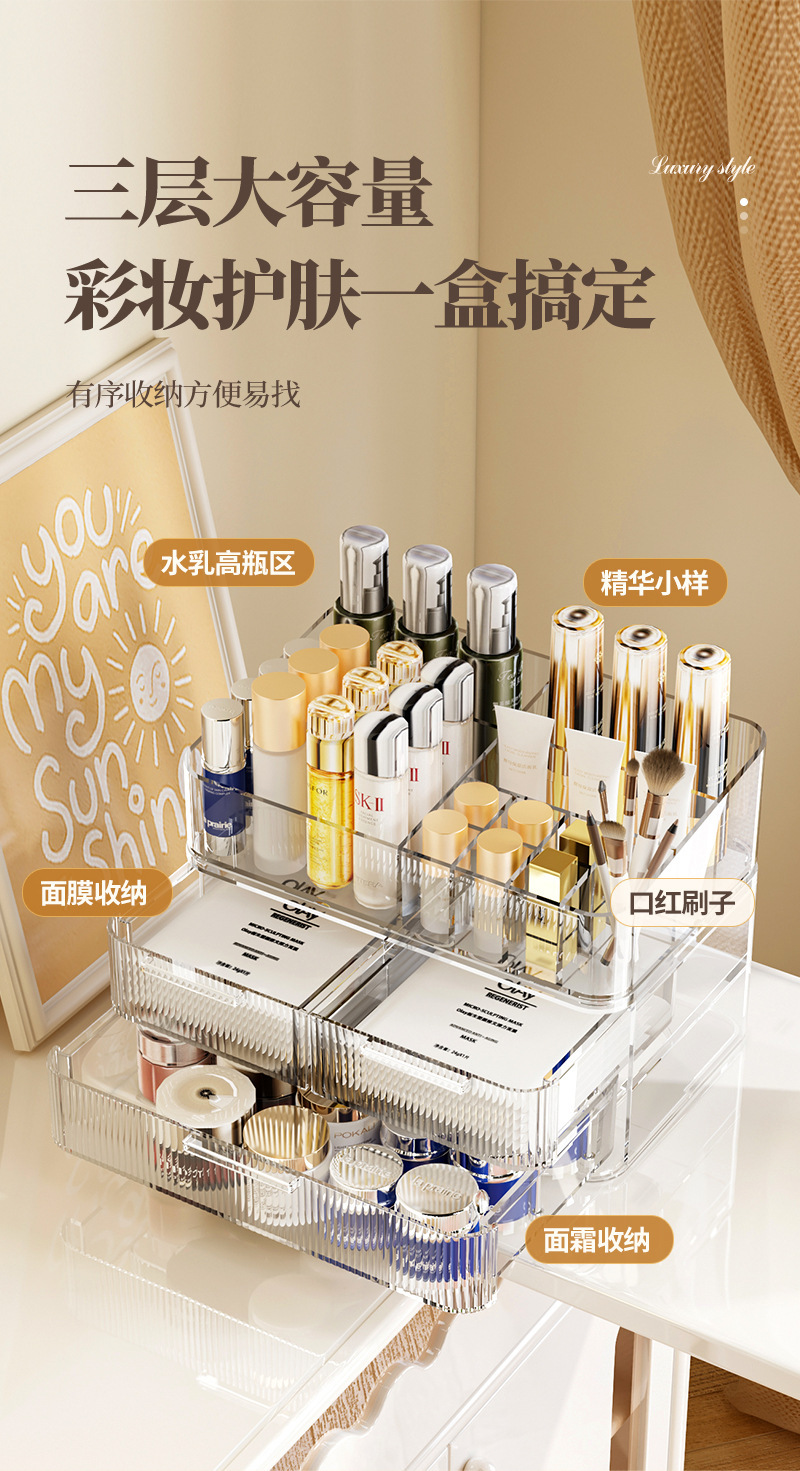 Acryl-Make-up-Aufbewahrungsbox mit Schubladen, staubdicht