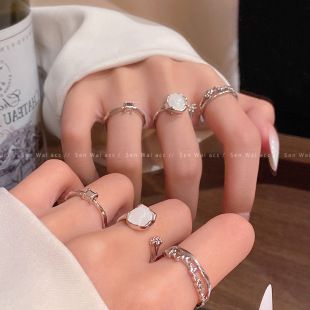 Gümüş gardenia açık kadın yüzüğü
