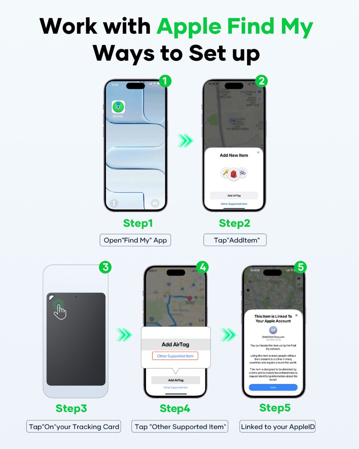 Smart tracking card, Android/iOS compatible, ultra-thin, positioning device