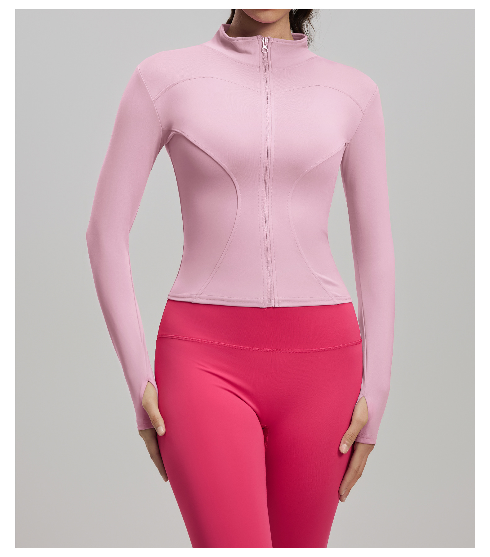 Yoga jacket, slim fit, stand collar, sports training