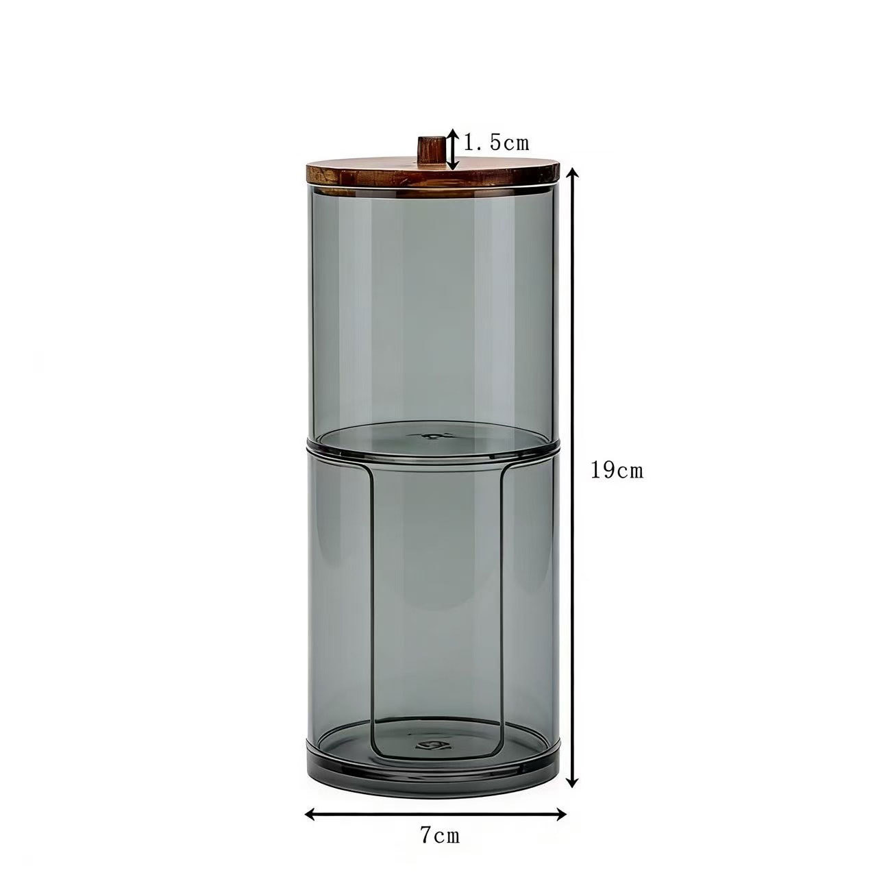 Acrylic Cotton Swab Storage Box, Transparent Gray Stackable Cosmetics Organizer