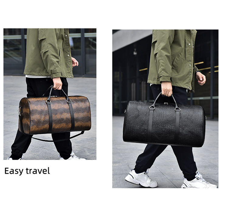 Men's travel bag, crocodile pattern, outdoor sports