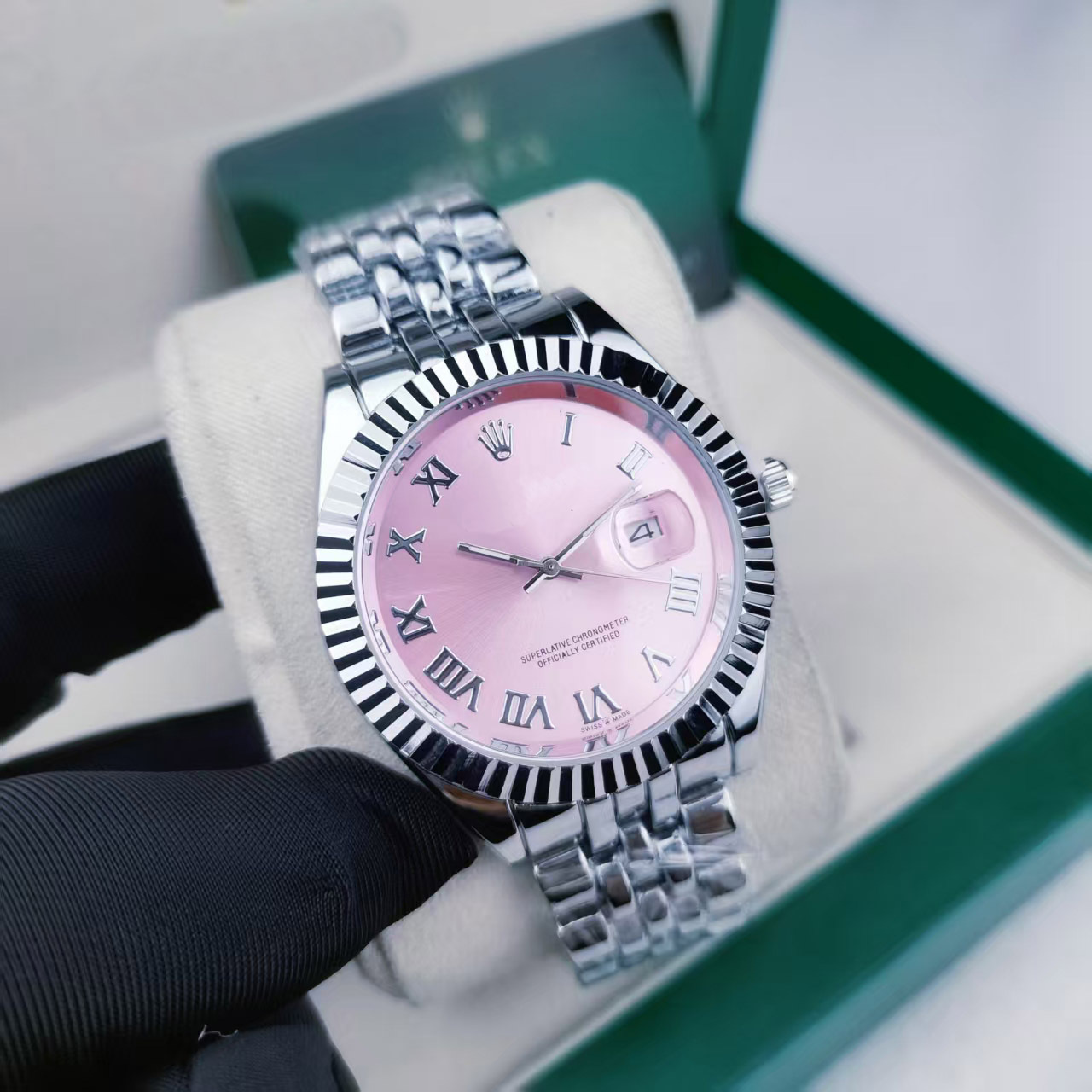 Erkek kuvars saat, 41mm, paslanmaz çelik, su geçirmez, aydınlık