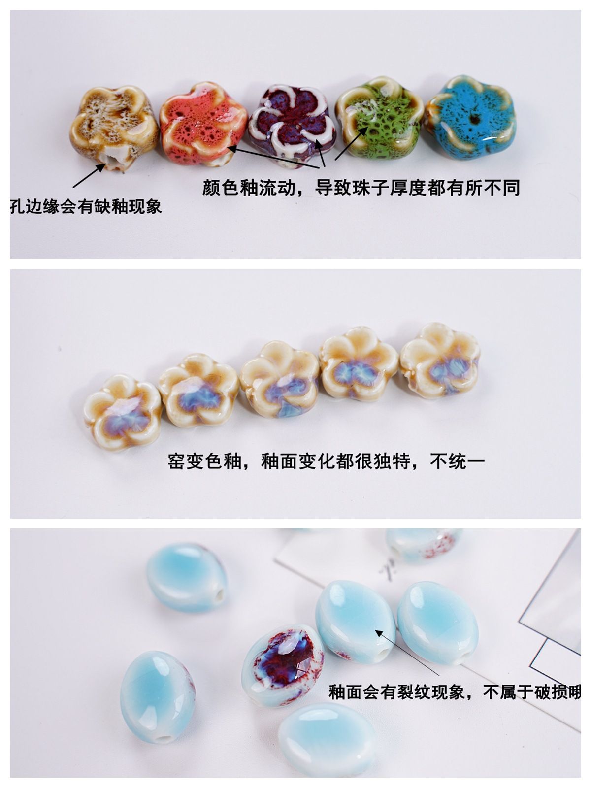 Jingdezhen ceramic mushroom pendant, Chinese style long sweater chain