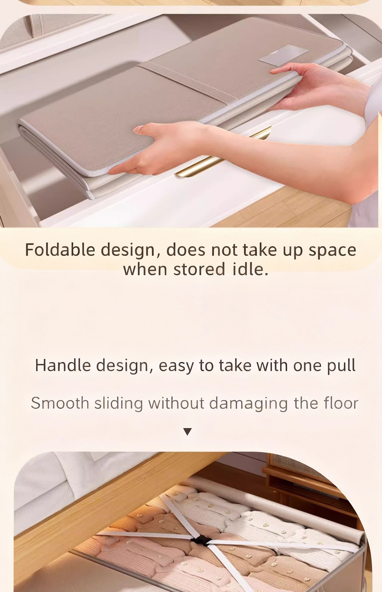 Bed storage box, large capacity, for quilts and down jackets