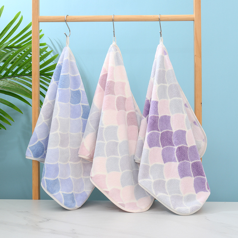 Mermaid pattern towel set, 4-piece, absorbent, soft