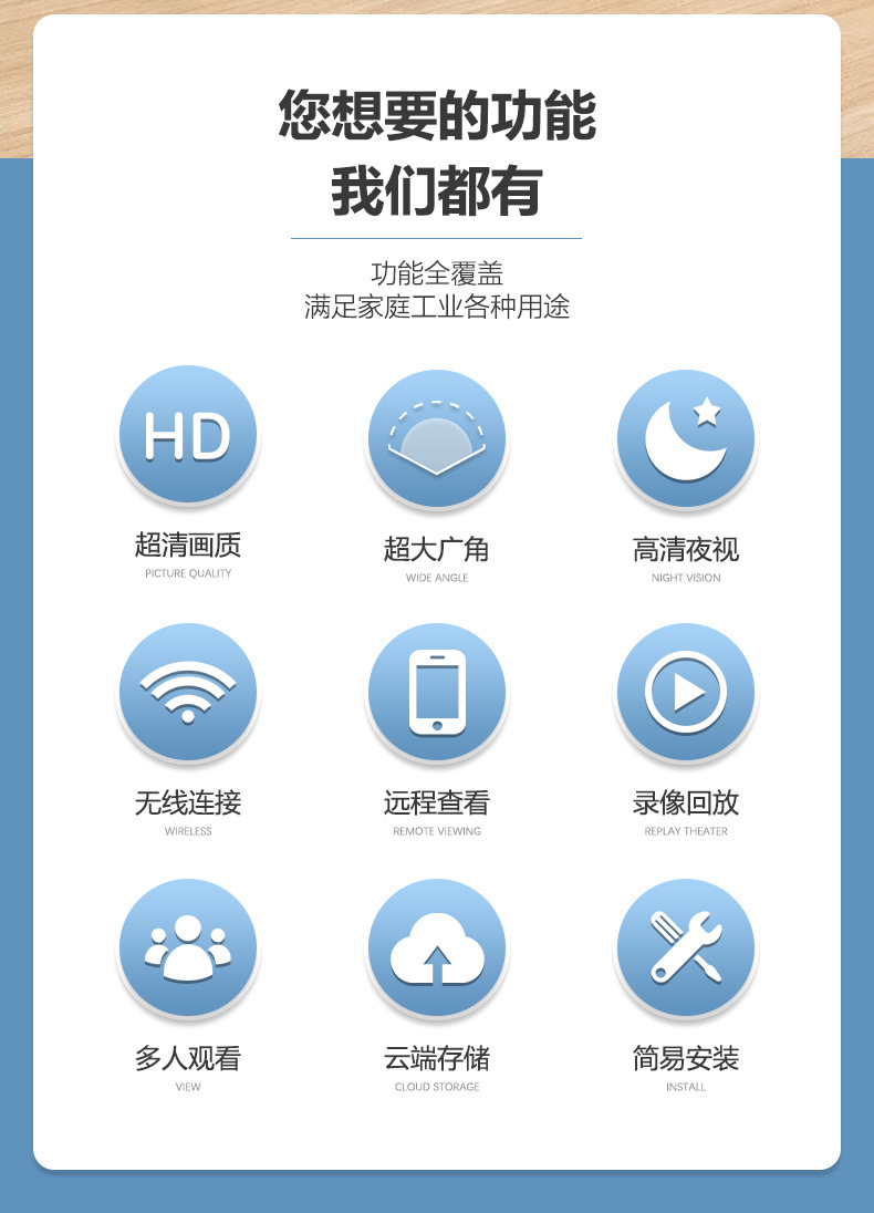 跨境A9监控网络摄像头免安装家用无线WiFi手机远程智能高清摄像头