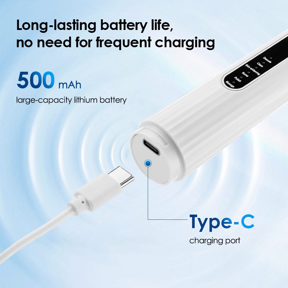 Rotating electric toothbrush with 5-level adjustment and soft bristles