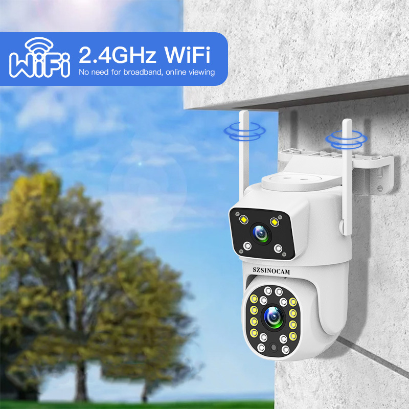 Dual-lens 2.4GHz wireless camera home security two-way intercom