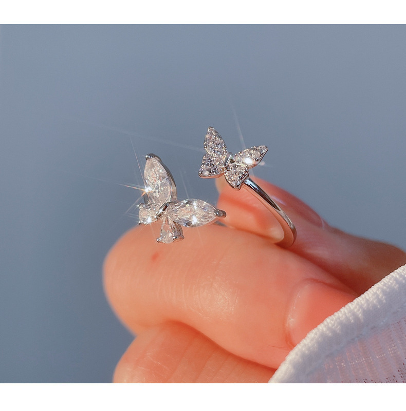 Butterfly ring for women, minimalist style, stackable