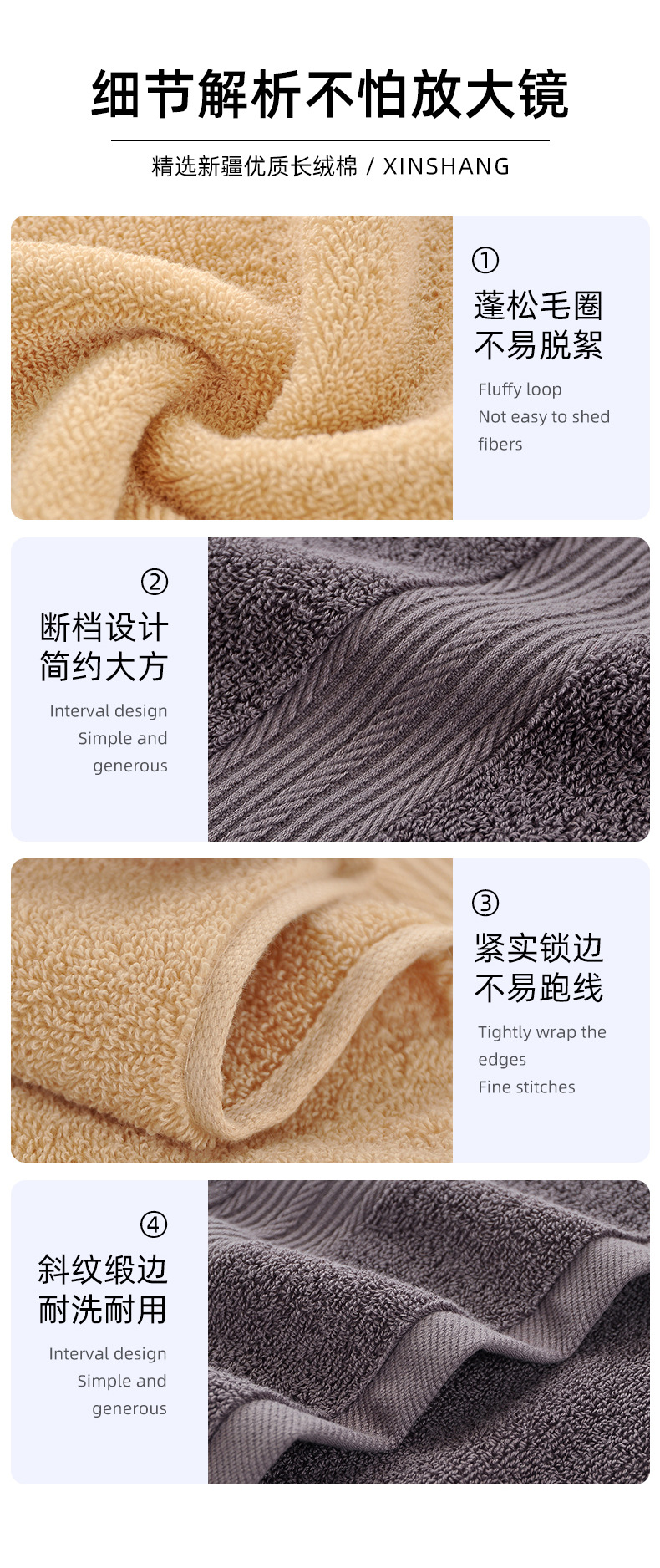 Bathroom towel set, three pieces, 100% cotton, thick and absorbent