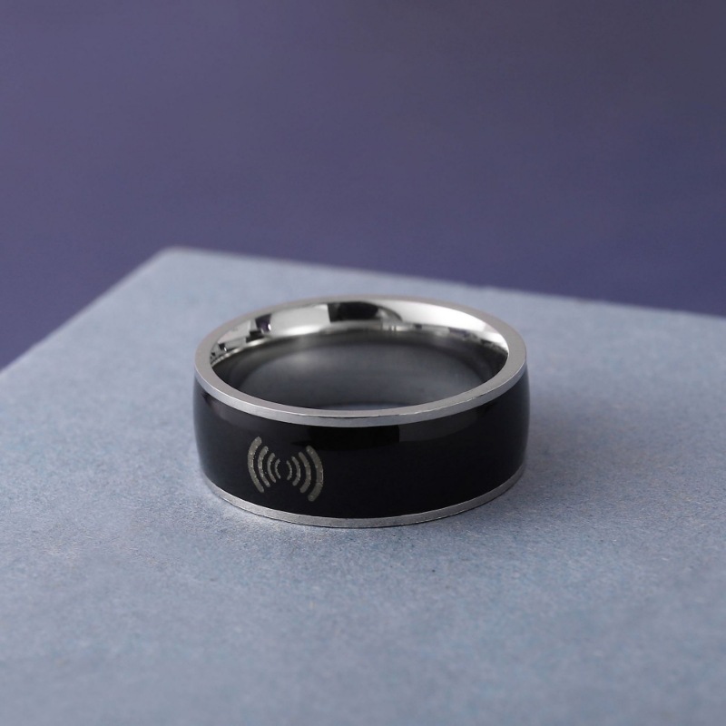 NFC smart ring, stainless steel, black