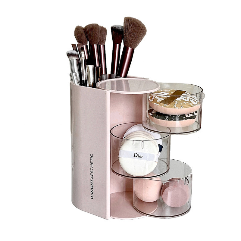2-in-1 makeup organizer box with rotating design