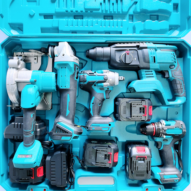 Rechargeable lithium-ion power tool set, hammer and grinder