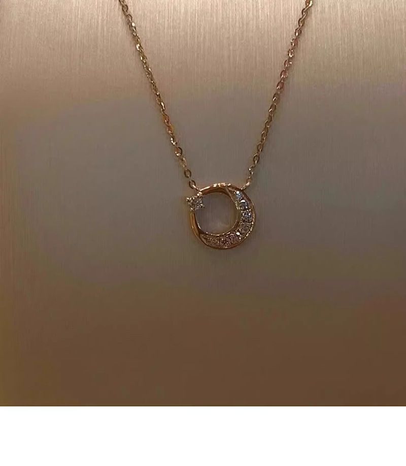 Sonne Mond Stern Halskette Damen Elegant Zirkonia Edelstahl