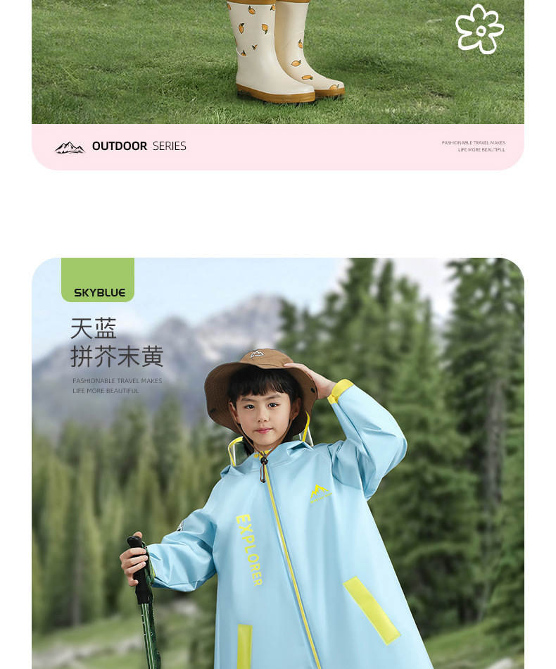 Beimei Children's Raincoat with Backpack Space