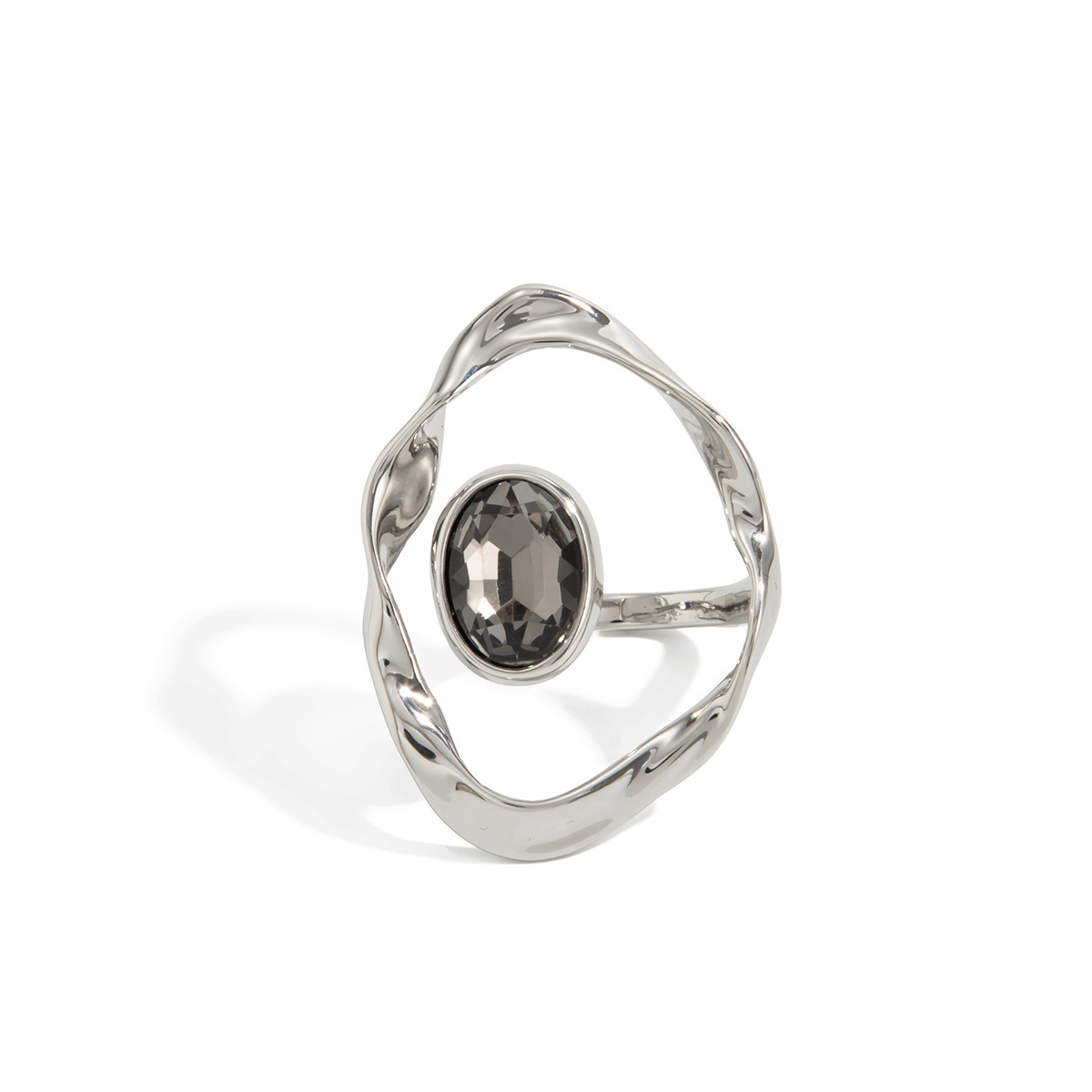 欧美跨境饰品 ins时尚亚克力黑钻戒指 叠戴几何金属方形指环Rings