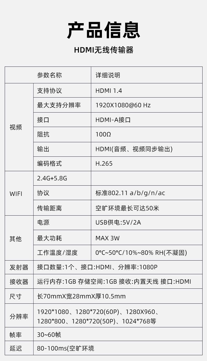 HDMI Wireless Display Adapter, dual mode, HD video transmission