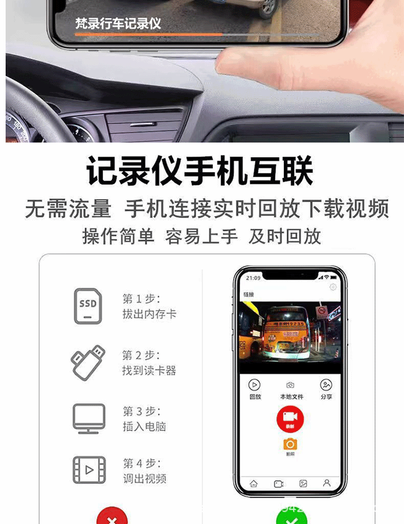 Wuling Mini 4K kabelloses Dashcam verborgen mit Nachtsicht