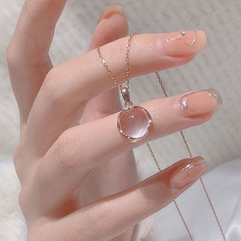 Kiraz çiçeği pembe kristal kolye, Japon-Kore tarzı, kadın