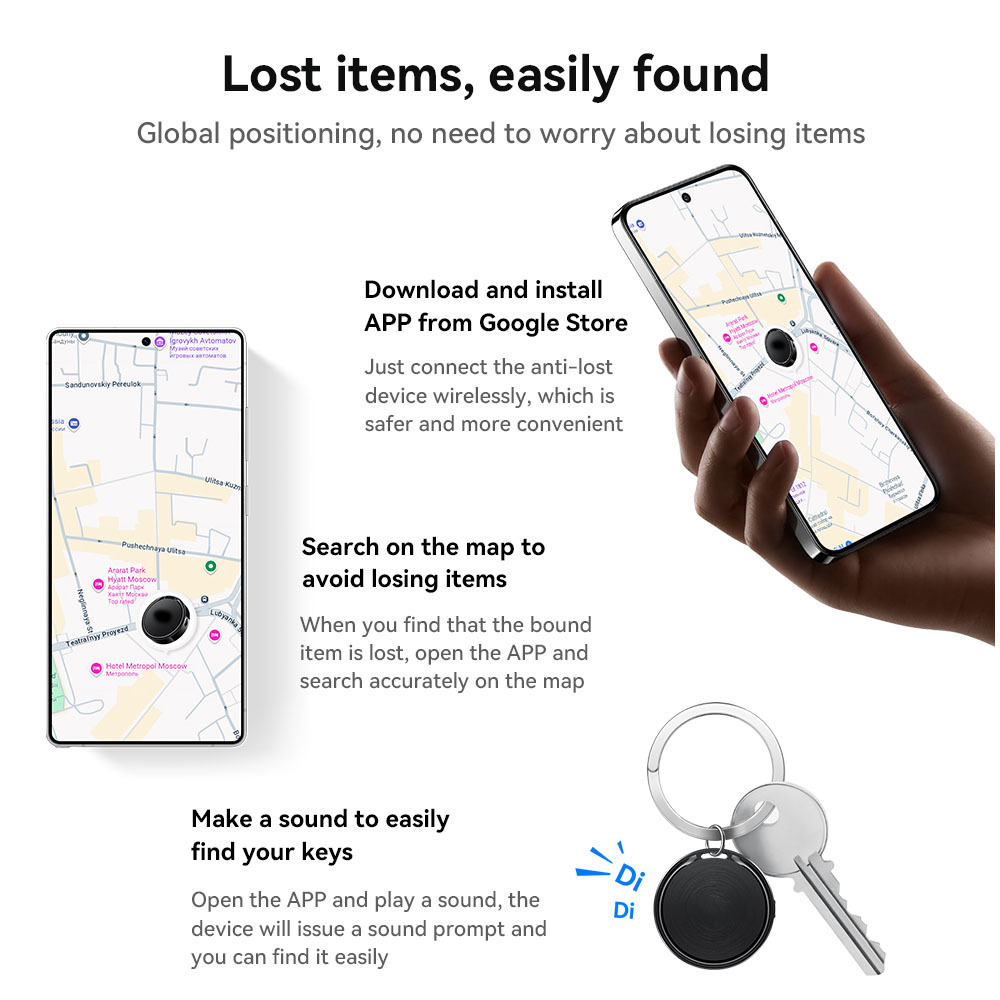 Doppelsystem iOS Android Schlüssel-Tracker GPS-Ortung