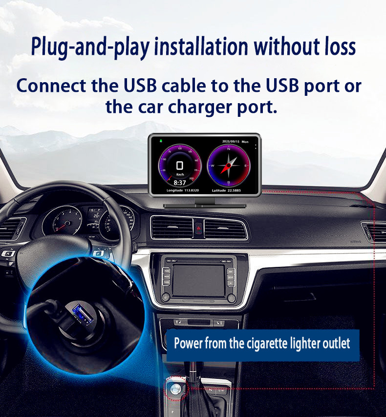 5-Zoll-HD-Dashcam, HUD-Head-up-Display 2-in-1
