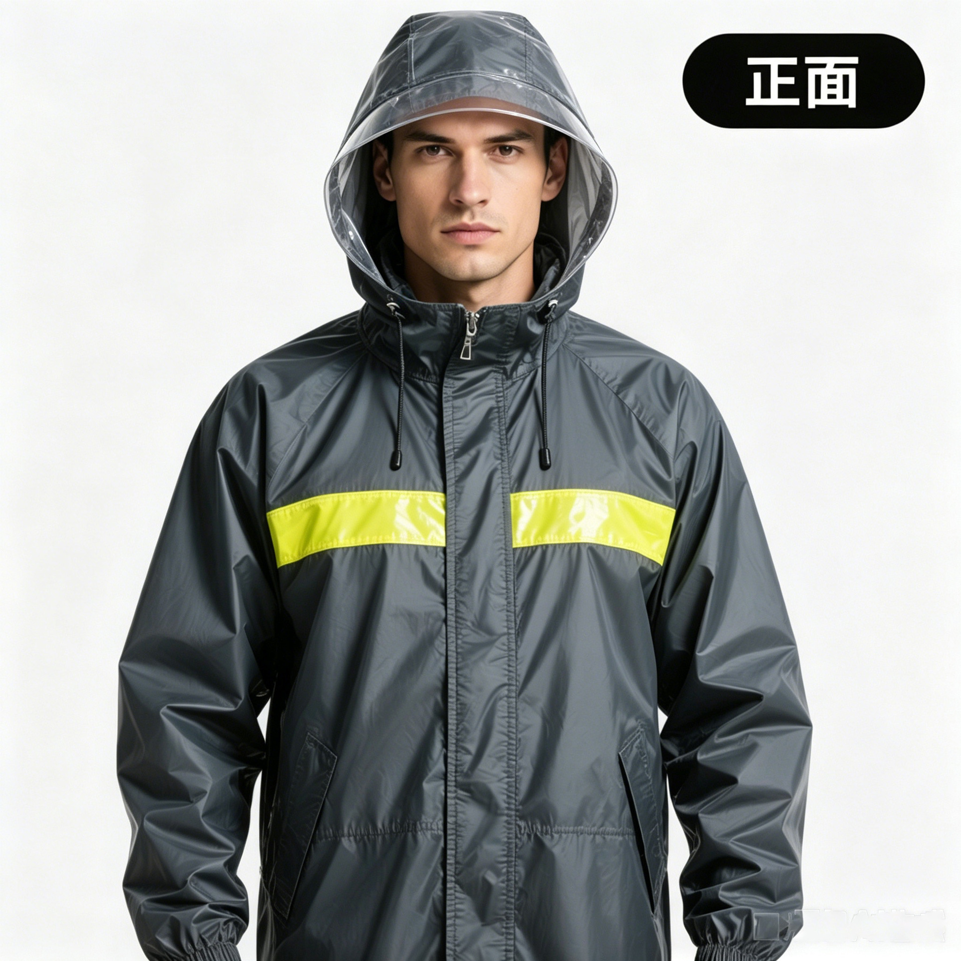 Two-piece raincoat suit, reflective, heavy-duty, motorcycle suitable