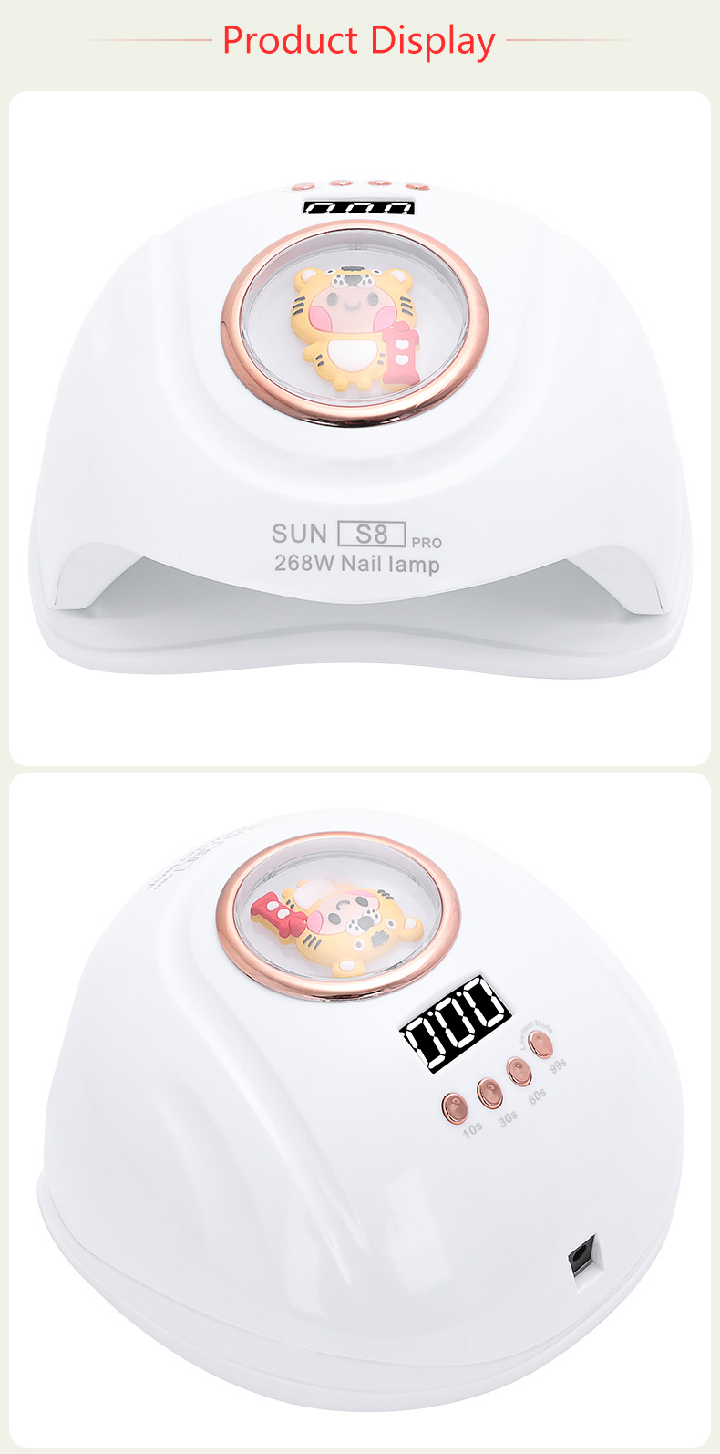 Smart timer nail lamp with 57 LED beads and dual light source