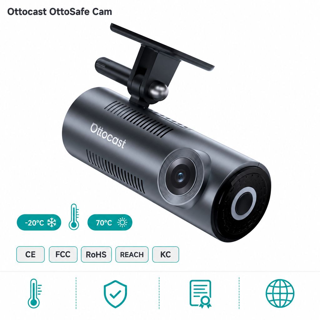 Ottocast çift kameralı kablosuz CarPlay dashcam, 2K QHD 1440p