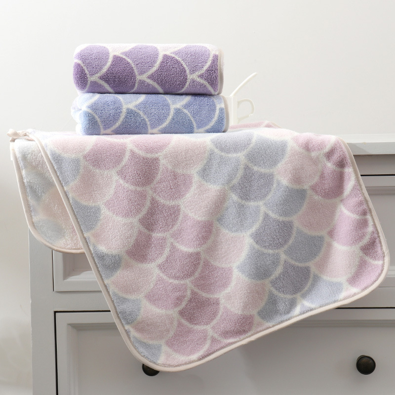 Mermaid pattern towel set, 4-piece, absorbent, soft