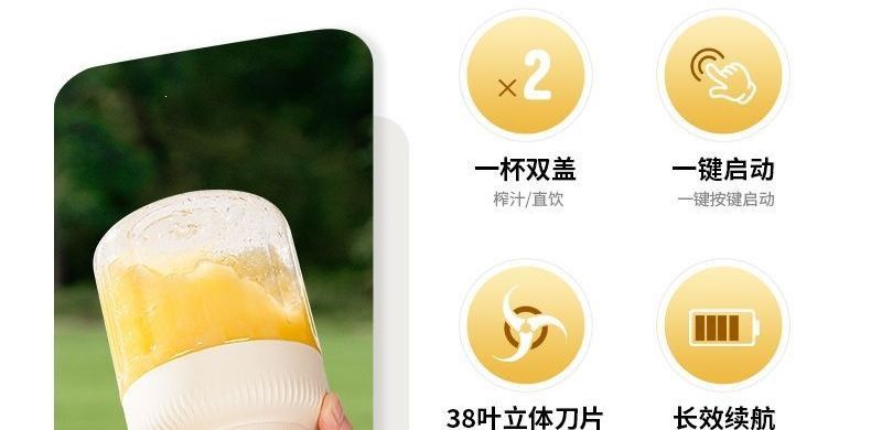Portable cordless juicer, ice crusher function, smart design