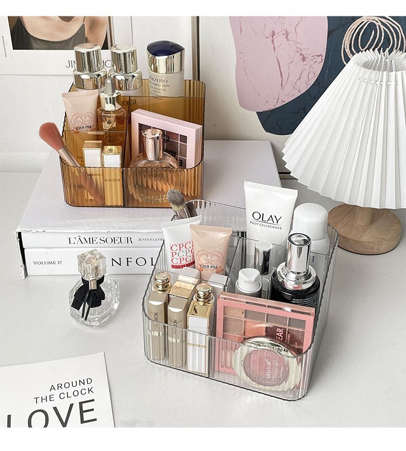 Cosmetic storage box, transparent, desktop organizer