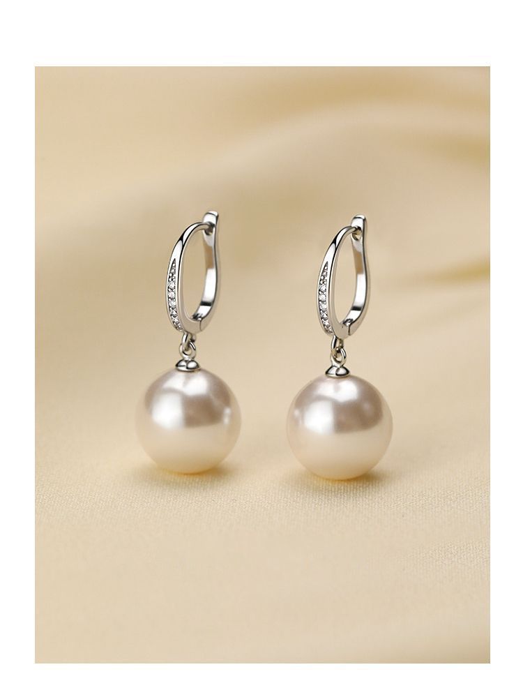 999 Silver Needle Earrings, Sparkling Crystal, Women's