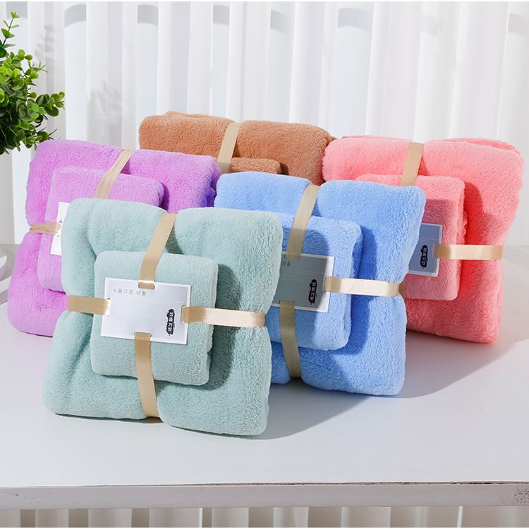 Coral velvet bath towel set, quick-drying