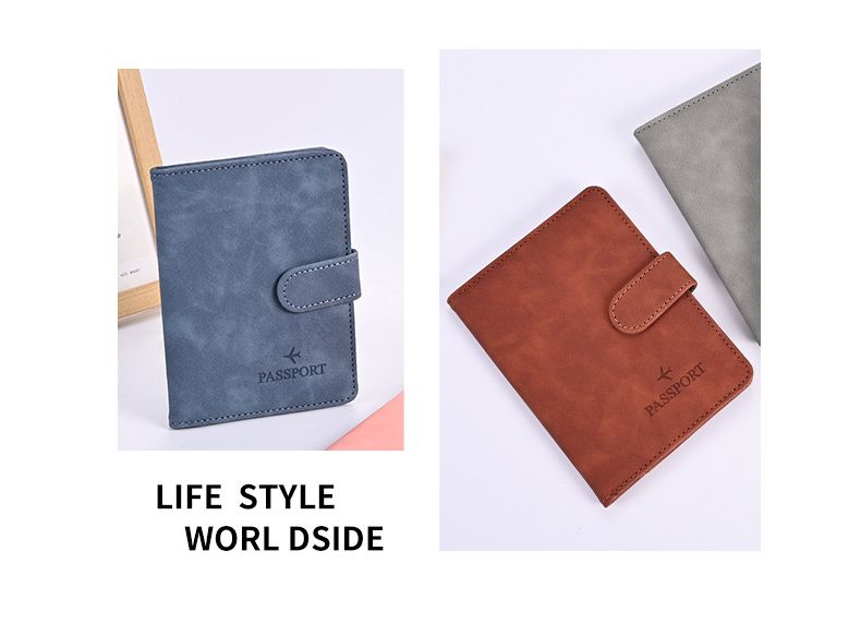 Leather Passport Holder, Multi-Card, PU Thickened