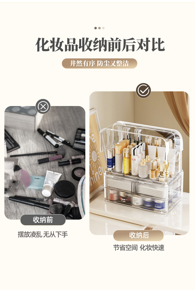 Acryl-Make-up-Aufbewahrungsbox mit Schubladen, staubdicht